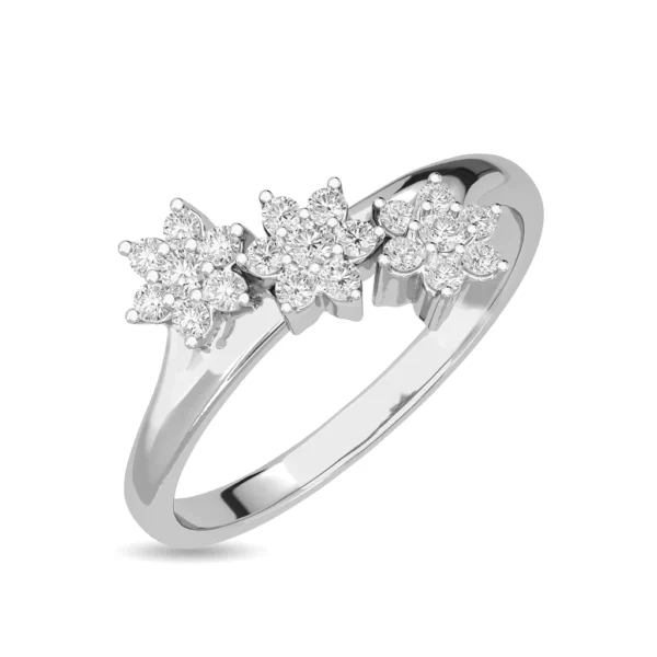 Tri-Floral Lab Diamond Elegance Gold Ring - Image 3