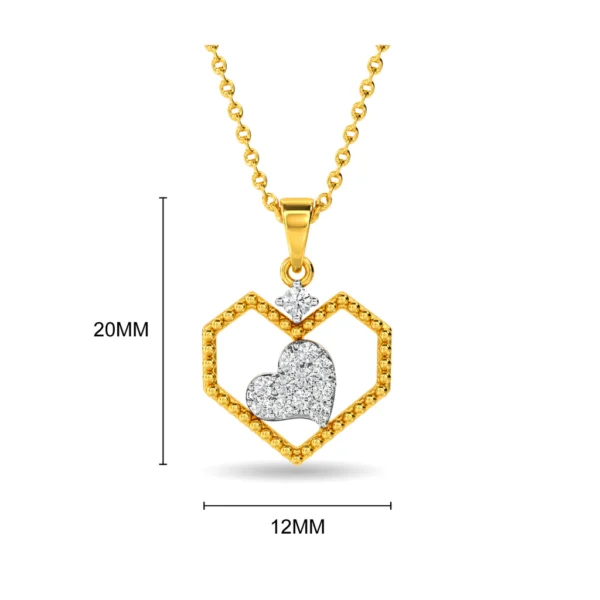 Lab Diamond Heart Within a Gold Heart Pendant - Image 2