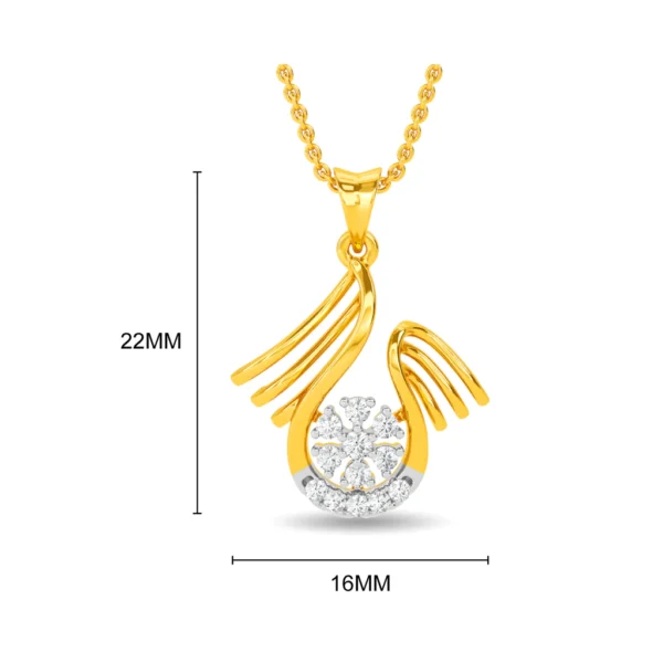 Bird Wings Gold Lab Diamond Pendant - Image 2