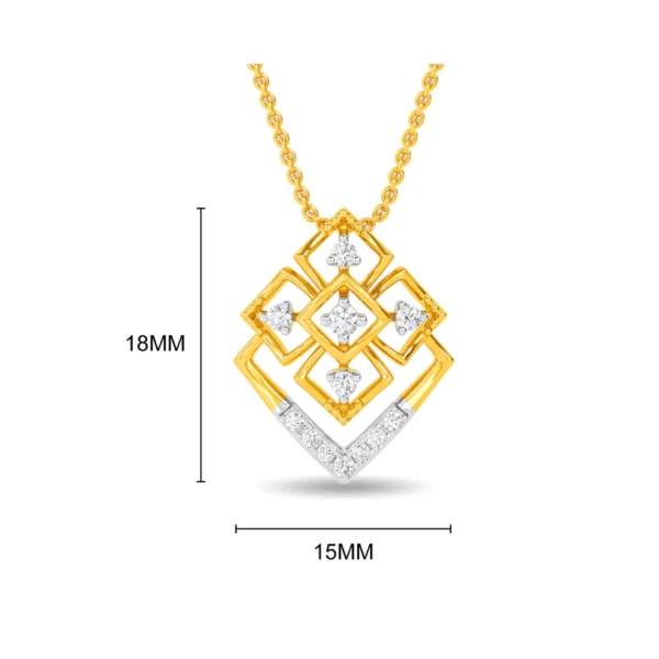 Captivating Geometric Pattern Gold Lab Diamond Pendant - Image 4