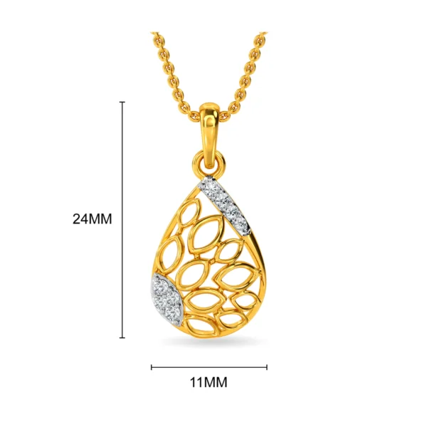 Cellular Elegance Teardrop Gold Lab Diamond Pendant - Image 2