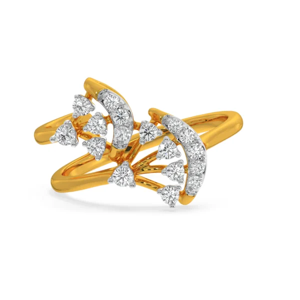 Elegant Intertwined Gold Lab Diamond Leaf Ring - Image 5