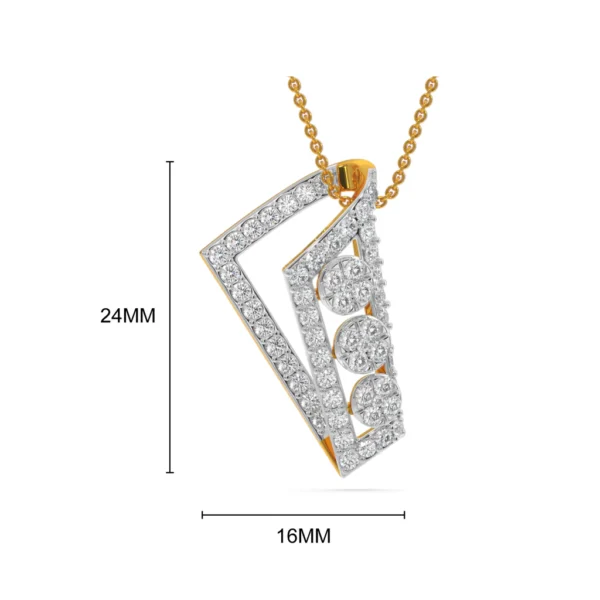 Gold Classic Triangular Lab Diamonds Pendant - Image 4
