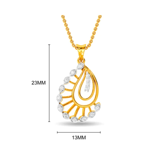 Gold Diamond Peacock Feather Pendant - Image 4