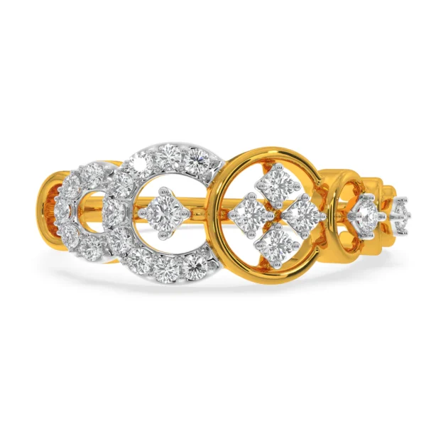 Gold Elegant Interlocking Circles Floral Lab Diamond Ring - Image 5