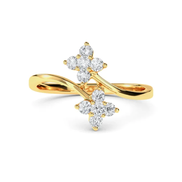 Gold Elegantly Wrapping Floral Lab Diamonds Ring - Image 5