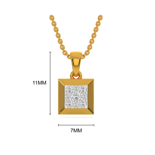 Gold Lab Diamond Simple Square Pendant - Image 2