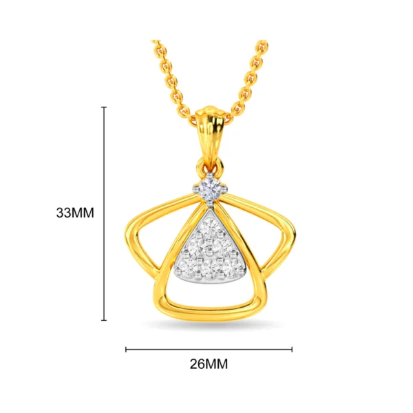 Gold-Toned Inverted Triangle Pendant with Lab Diamonds Cluster - Image 2
