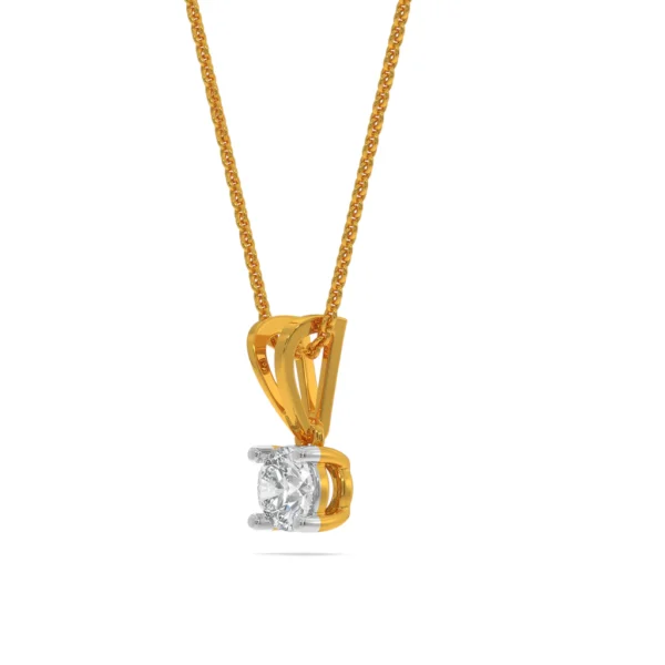 Golden Solitaire Diamond Sparkle Pendant - Image 2