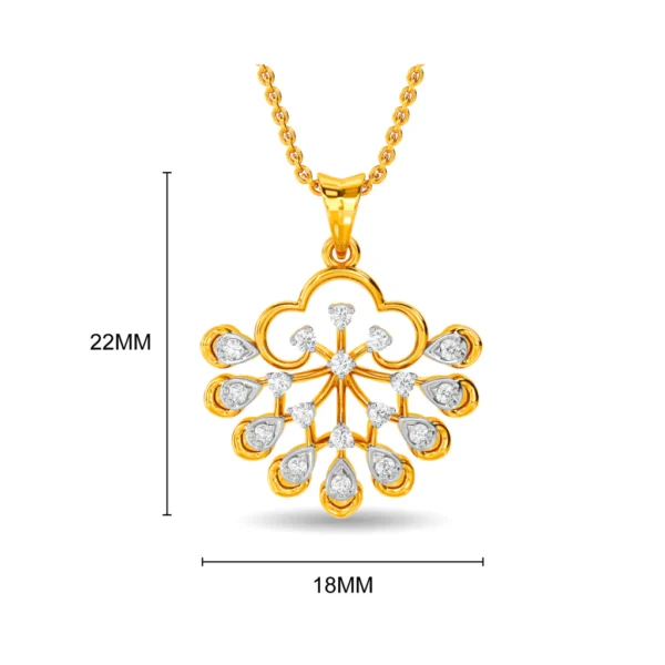 Radiant Clover Gold Sparkling Lab Diamond Pendant - Image 4