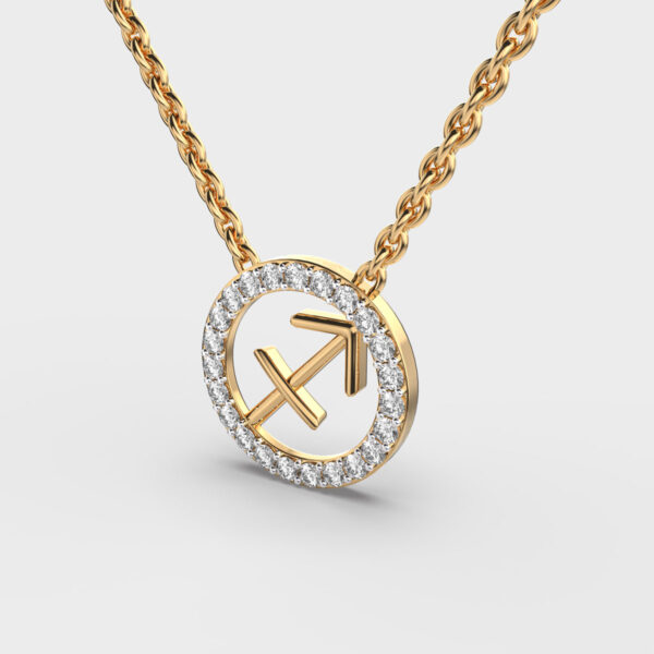 Sagittarius Zodiac Gold Lab Diamond Pendant (With Chain) - Image 4