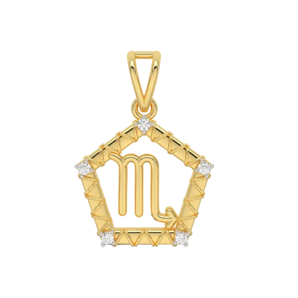 Scorpio Zodiac Sun Sign Gold Diamond Pendant - Image 5
