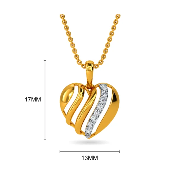 Stylized Heart Shape Gold Lab Diamond Pendant - Image 4