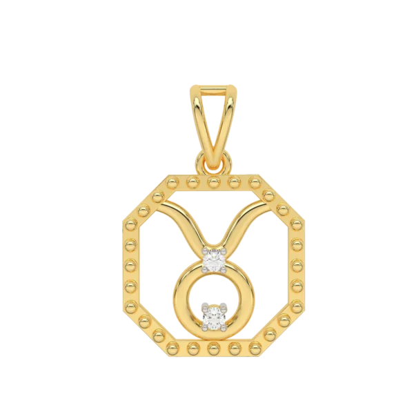 Taurus Zodiac Sun Sign Gold Diamond Pendant - Image 5