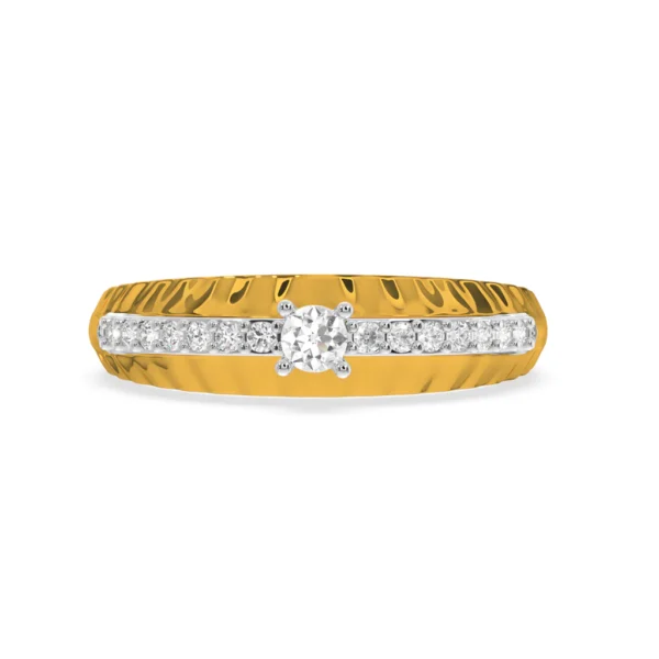 Textured Yellow Gold Lab Diamond Engagement Ring - Image 5