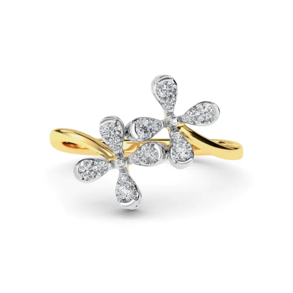 Floral Motif Adorned with Pear-Shaped Lab Diamonds Ring - Image 5