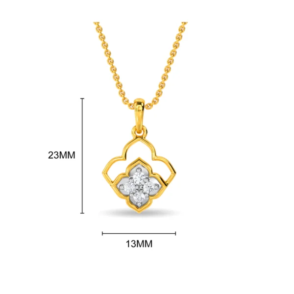 Gold Four-Petaled Flower Lab Diamond Cluster Pendant - Image 4