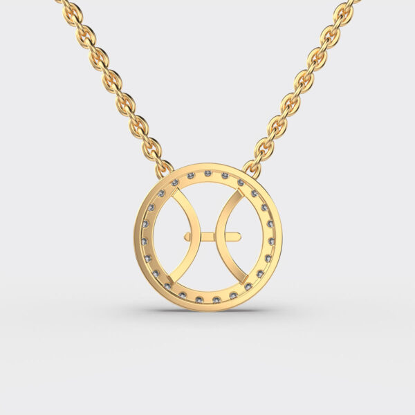 Pisces Zodiac Gold Lab Diamond Pendant (With Chain) - Image 3