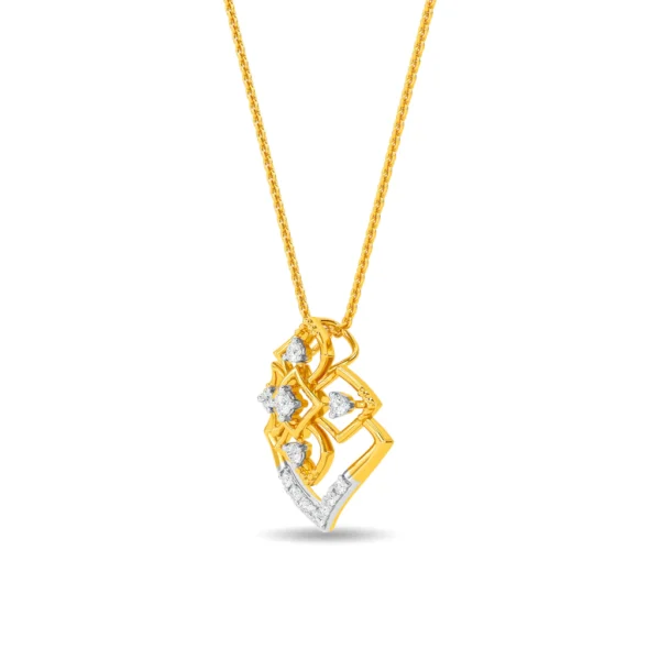 Captivating Geometric Pattern Gold Lab Diamond Pendant - Image 2