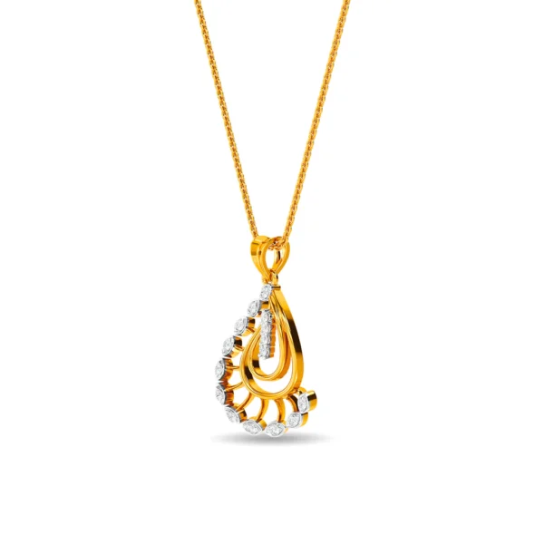 Gold Diamond Peacock Feather Pendant - Image 2