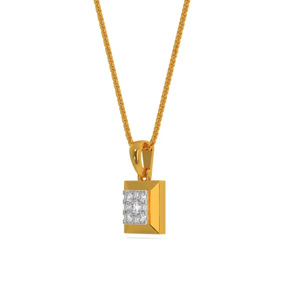 Gold Lab Diamond Simple Square Pendant - Image 4