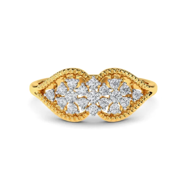 Symmetrical Double Heart Lab Diamond Ring in Yellow Gold - Image 5