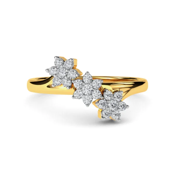 Tri-Floral Lab Diamond Elegance Gold Ring - Image 5