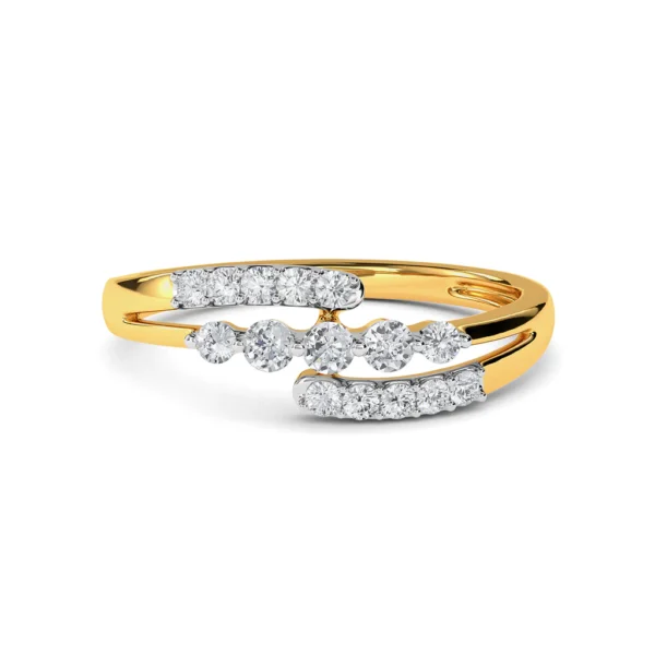 Gold Dual Band Elegance Modern Lab Diamond Wave Ring - Image 5