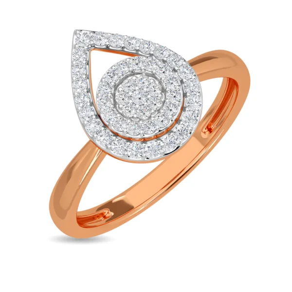Gold Alluring Drop Lab Diamond Finger Ring - Image 4
