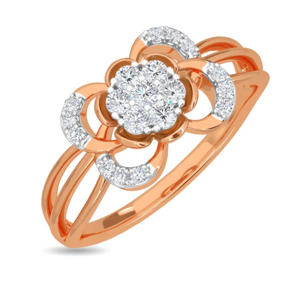 Gold Lab Diamond Encrusted Blooming Flower Ring - Image 4