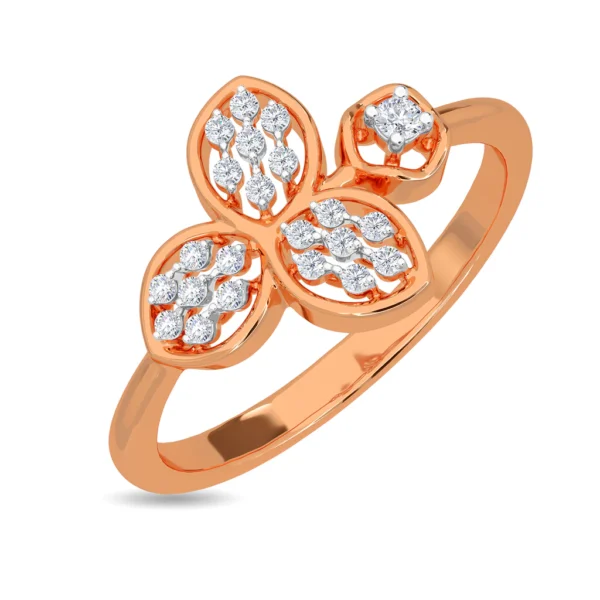 Gold Lab Diamond Sparkling Fortune Clover Ring - Image 4