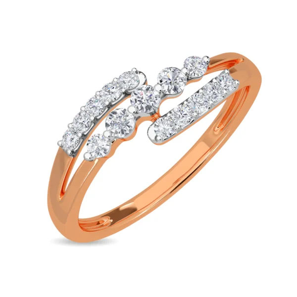 Gold Dual Band Elegance Modern Lab Diamond Wave Ring - Image 4