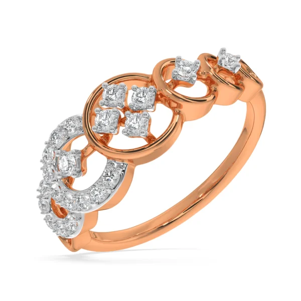 Gold Elegant Interlocking Circles Floral Lab Diamond Ring - Image 4