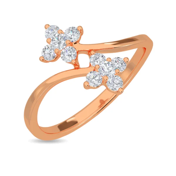 Gold Elegantly Wrapping Floral Lab Diamonds Ring - Image 4