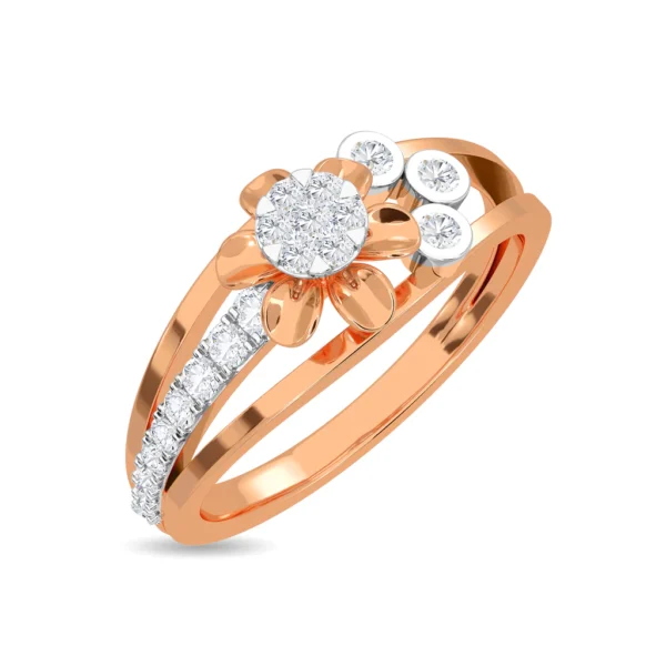 Gold Flower Style Lab Diamond Ring for Engagement - Image 5