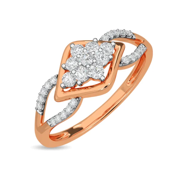 Gold Modern Twisted Elegance Lab Diamond Cluster Ring - Image 4