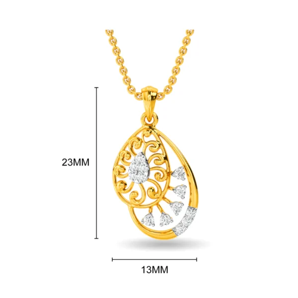 Gold Lab Diamond Filigree Teardrop Pendant For Women - Image 2