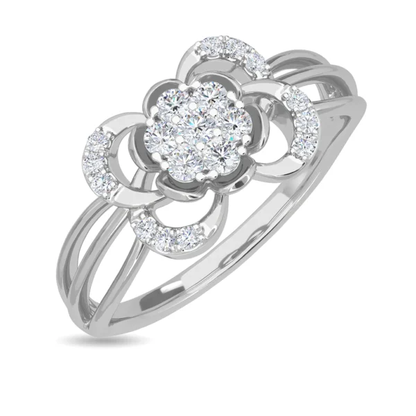 Gold Lab Diamond Encrusted Blooming Flower Ring - Image 3