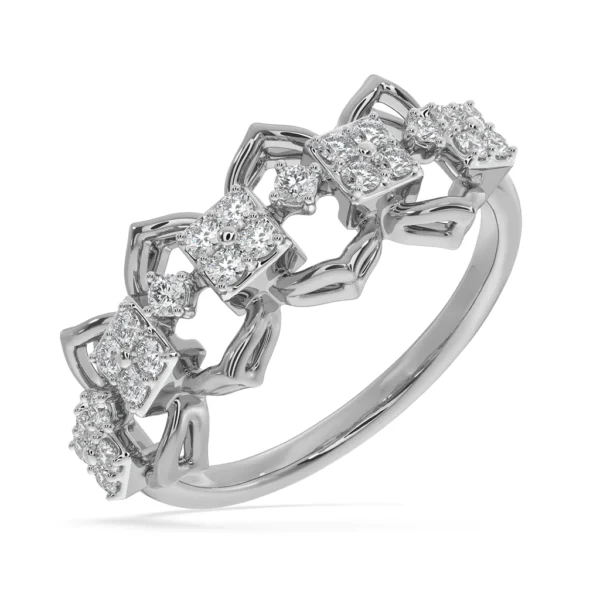 Gold Lab Diamond Interlocking Links Halo Cluster Ring - Image 3