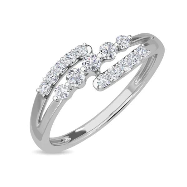 Gold Dual Band Elegance Modern Lab Diamond Wave Ring - Image 3
