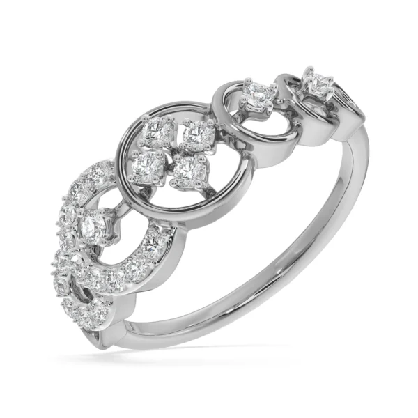 Gold Elegant Interlocking Circles Floral Lab Diamond Ring - Image 3