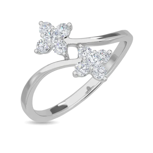 Gold Elegantly Wrapping Floral Lab Diamonds Ring - Image 3