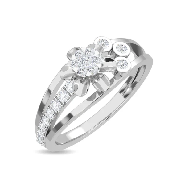 Gold Flower Style Lab Diamond Ring for Engagement - Image 4