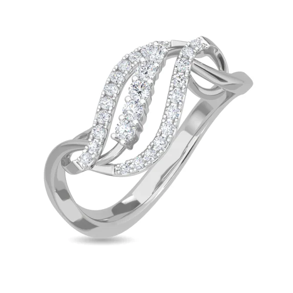 Gold Flowing Curves Lab Diamond-Embellished Band Ring - Image 4