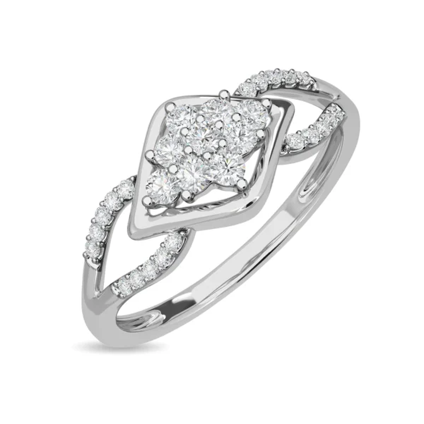 Gold Modern Twisted Elegance Lab Diamond Cluster Ring - Image 3