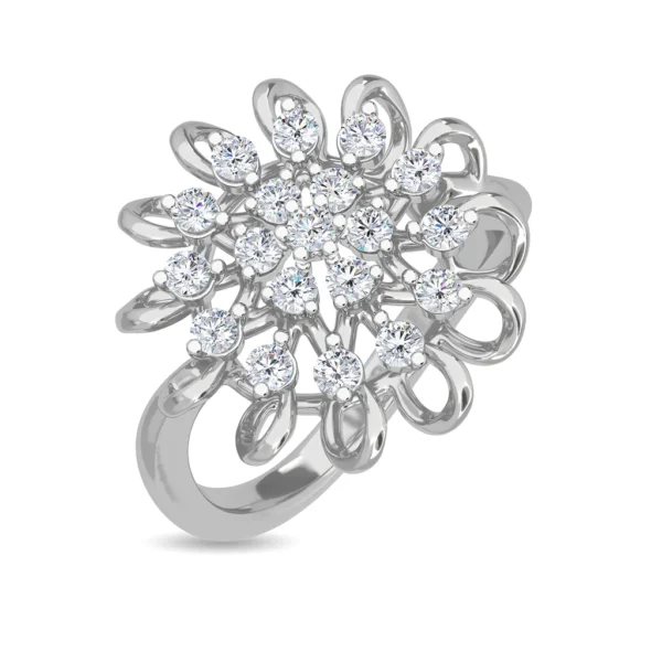 Gold Sunburst Floral Lab Diamond Ring - Image 3