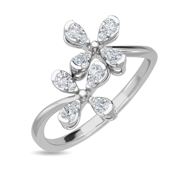 Floral Motif Adorned with Pear-Shaped Lab Diamonds Ring - Image 3