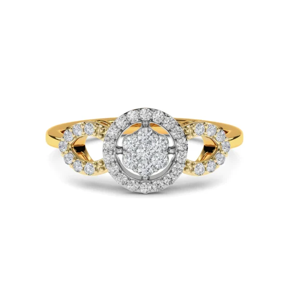 Circular Brilliance Cluster Gold Lab Diamond Ring - Image 3