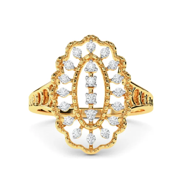 Elegant Marquise Lattice Lab Diamond Ring in Yellow Gold - Image 4