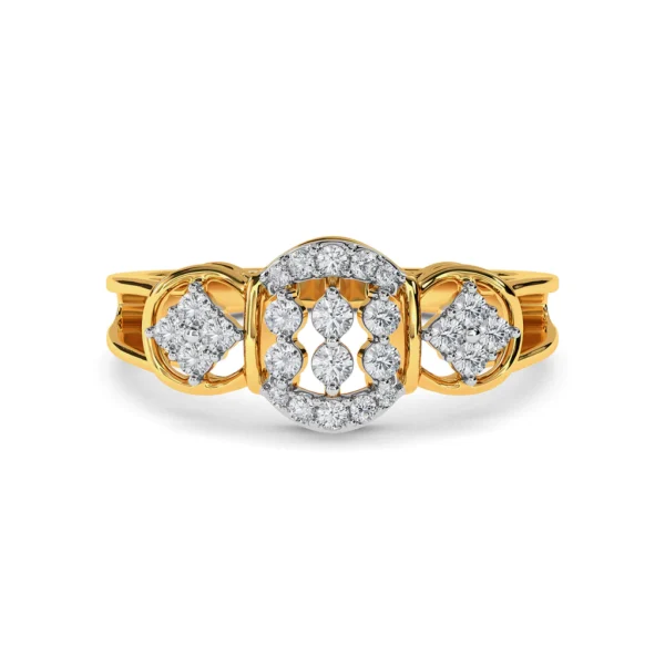 Geometric Elegance Lab Diamond Pave Ring in Yellow Gold - Image 3